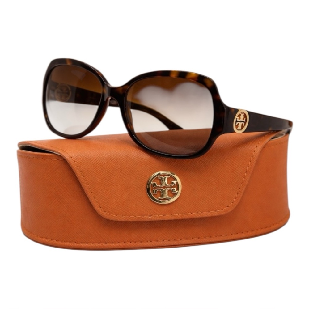 Tory Burch NWOT- Women's Brown Gradient Sunglasses with Orange Case.
